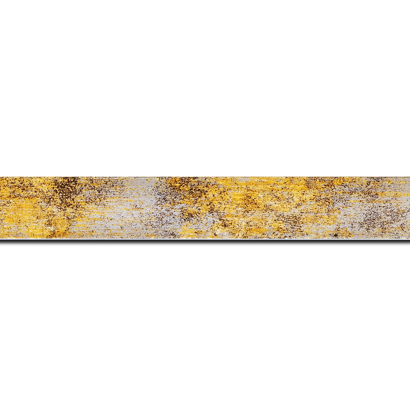 Pack par 12m, bois profil concave largeur 2.4cm de couleur jaune moucheté fond argent (longueur baguette pouvant varier entre 2.40m et 3m selon arrivage des bois)