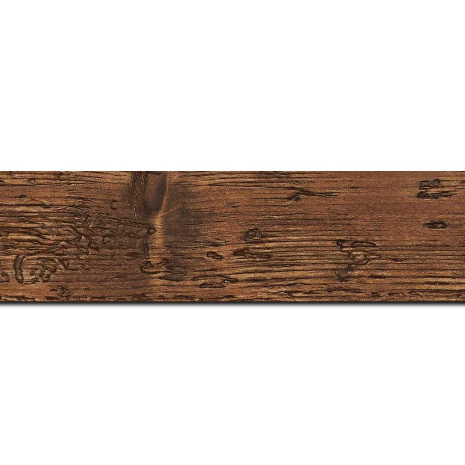 Baguette longueur 1.40m bois profil plat largeur 4.3cm couleur marron foncé finition aspect vieilli antique