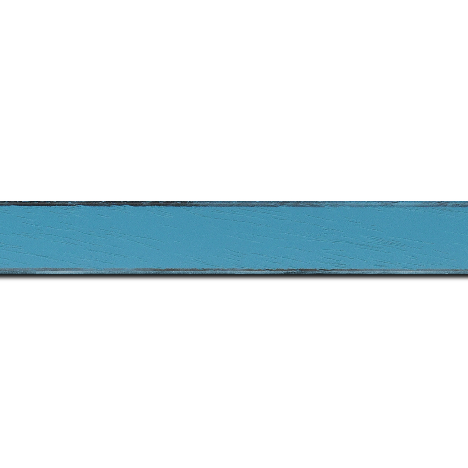 Baguette longueur 1.40m bois profil concave largeur 2.4cm couleur turquoise tonique  satiné  arêtes essuyés noircies de chaque coté